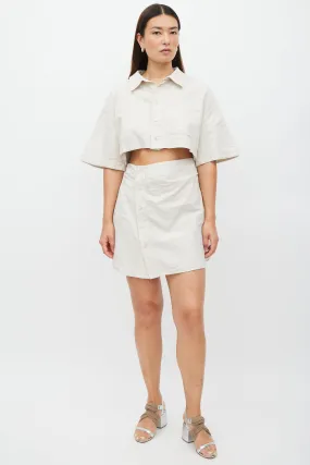 Beige Linen Le Splash Cut Out Dress