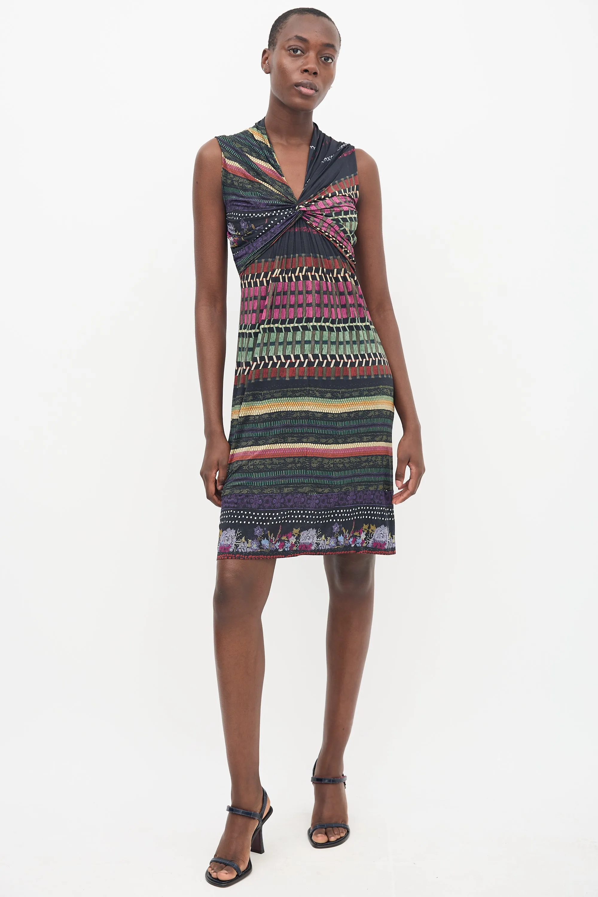 Black & Multi Printed Sleeveless Dress