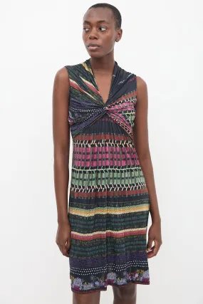 Black & Multi Printed Sleeveless Dress