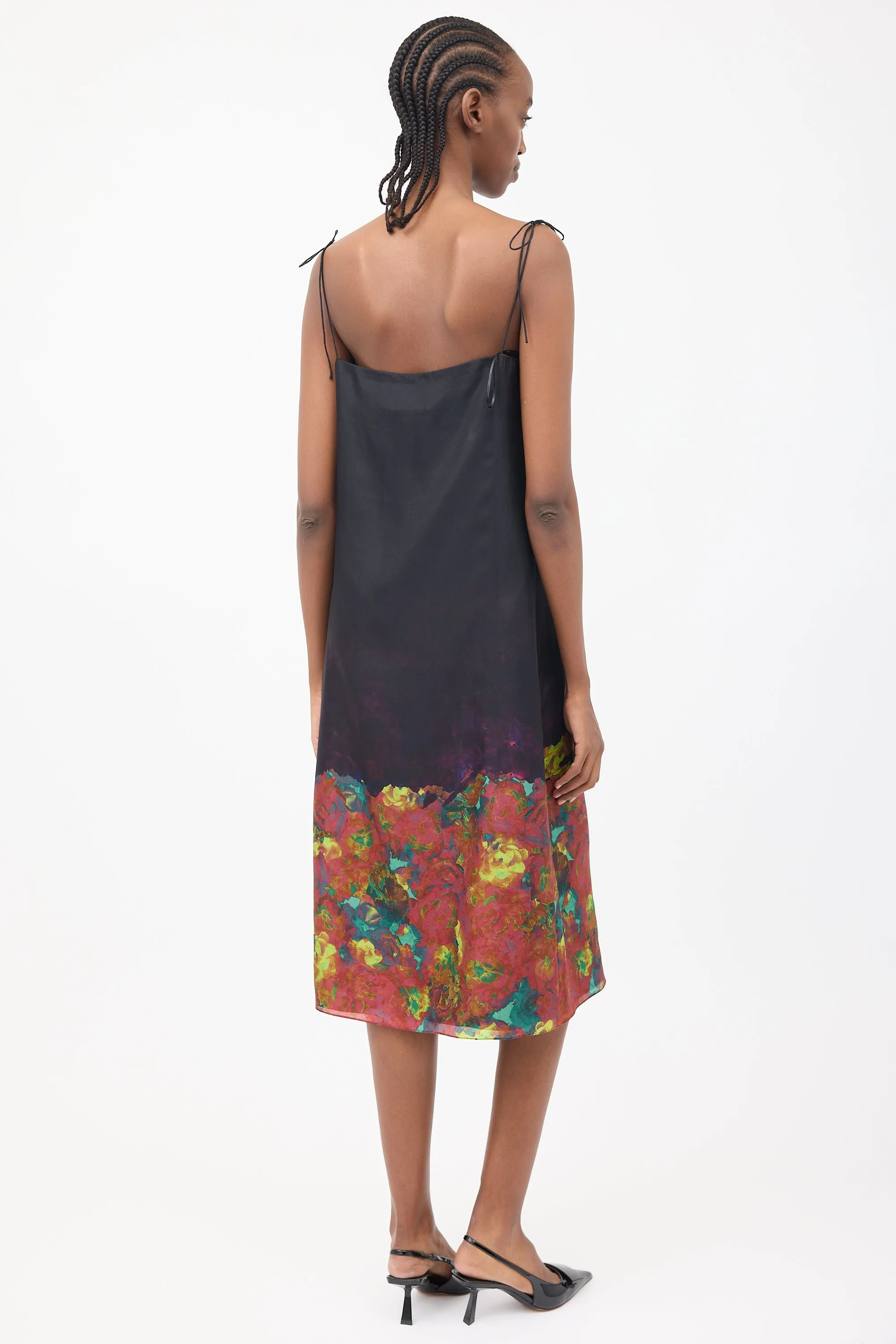 Black & Multi Silk Tie Dress