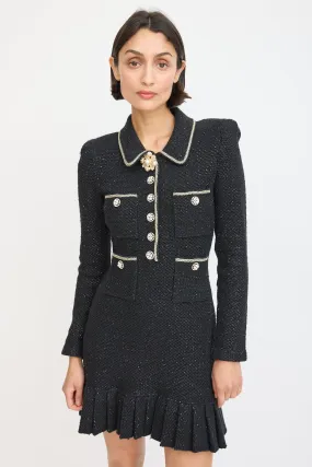 Black Knit Sequinned Embellished Mini Dress