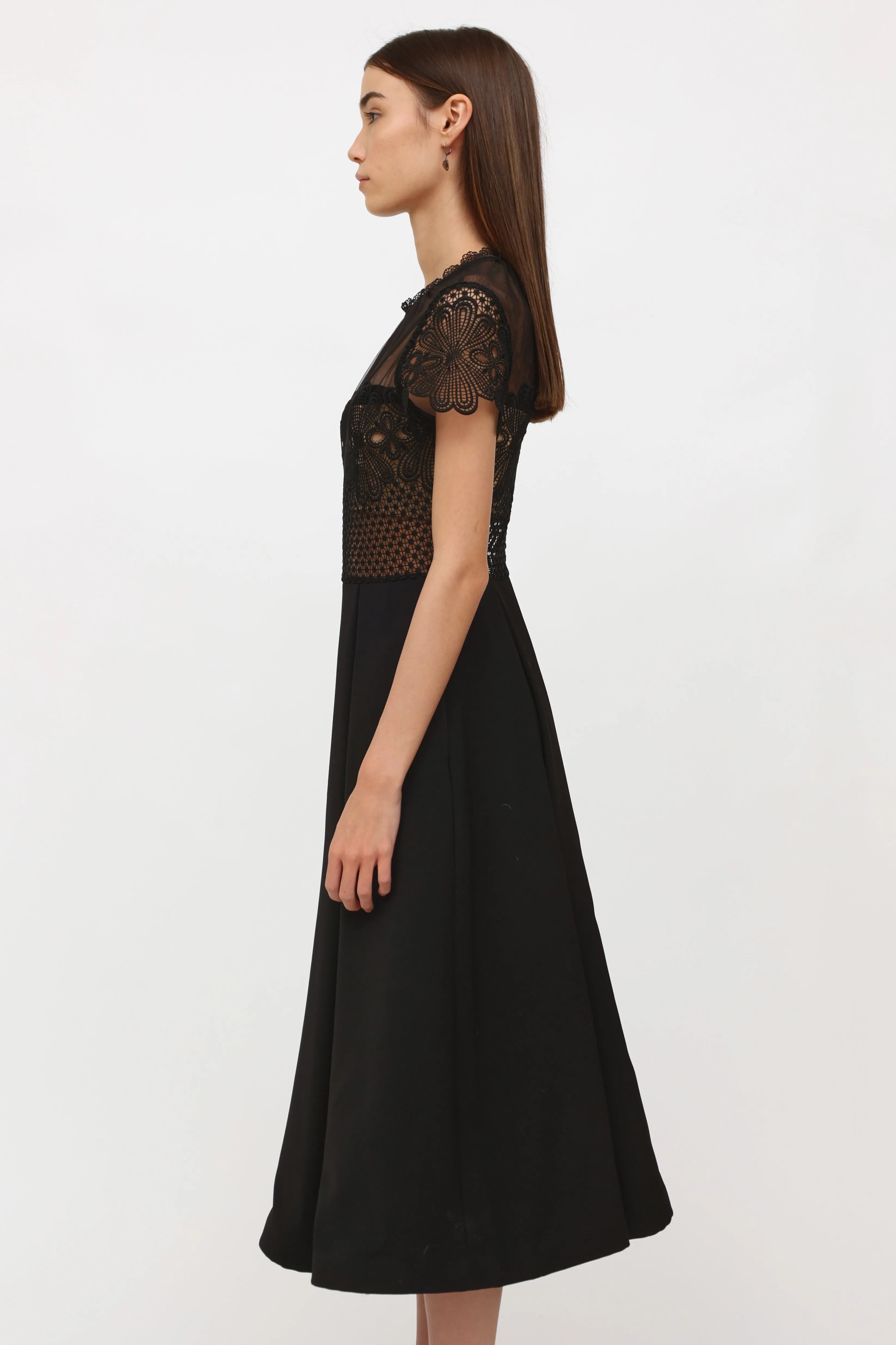 Black Mesh Short Sleeve Dress