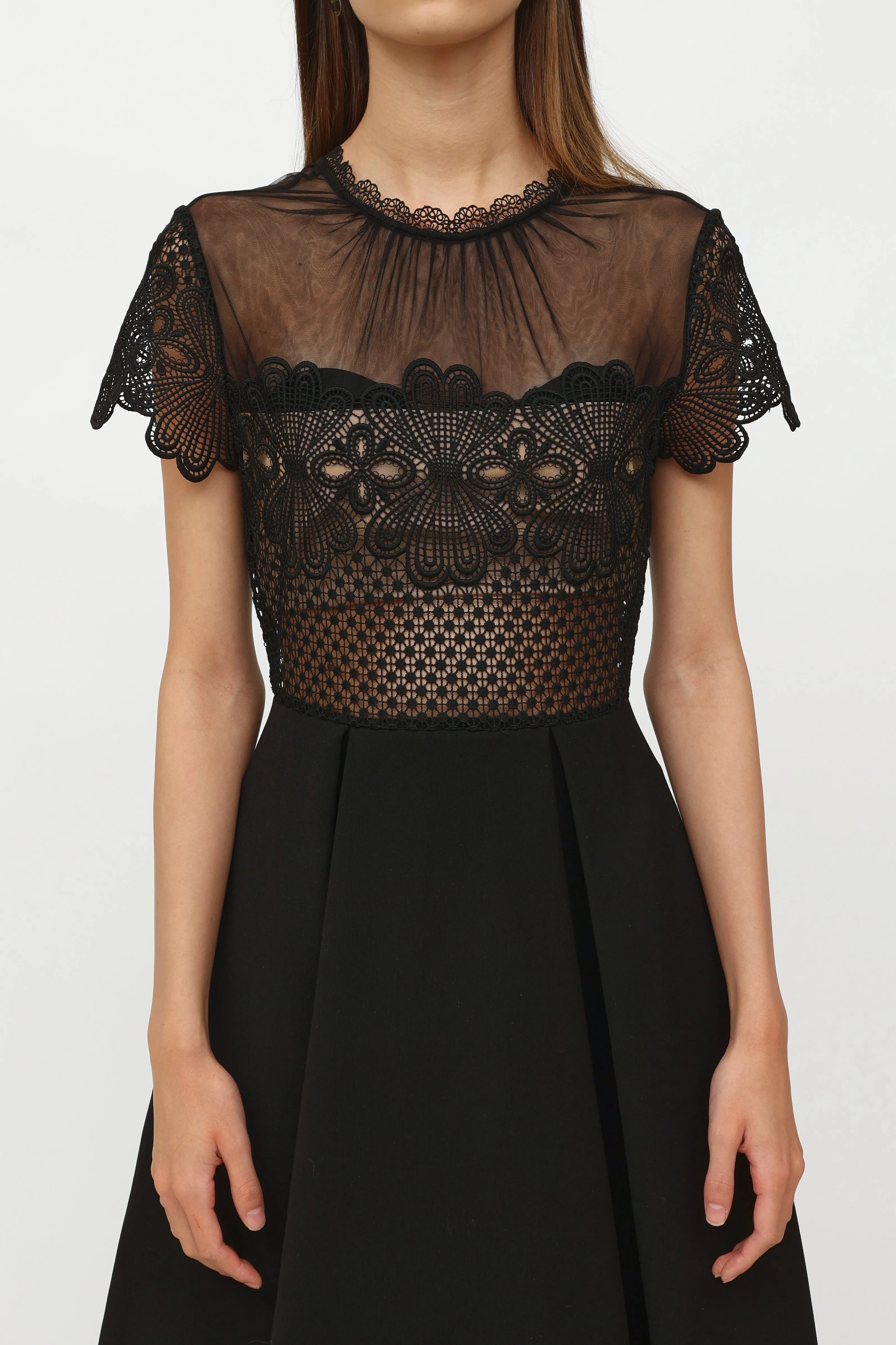 Black Mesh Short Sleeve Dress