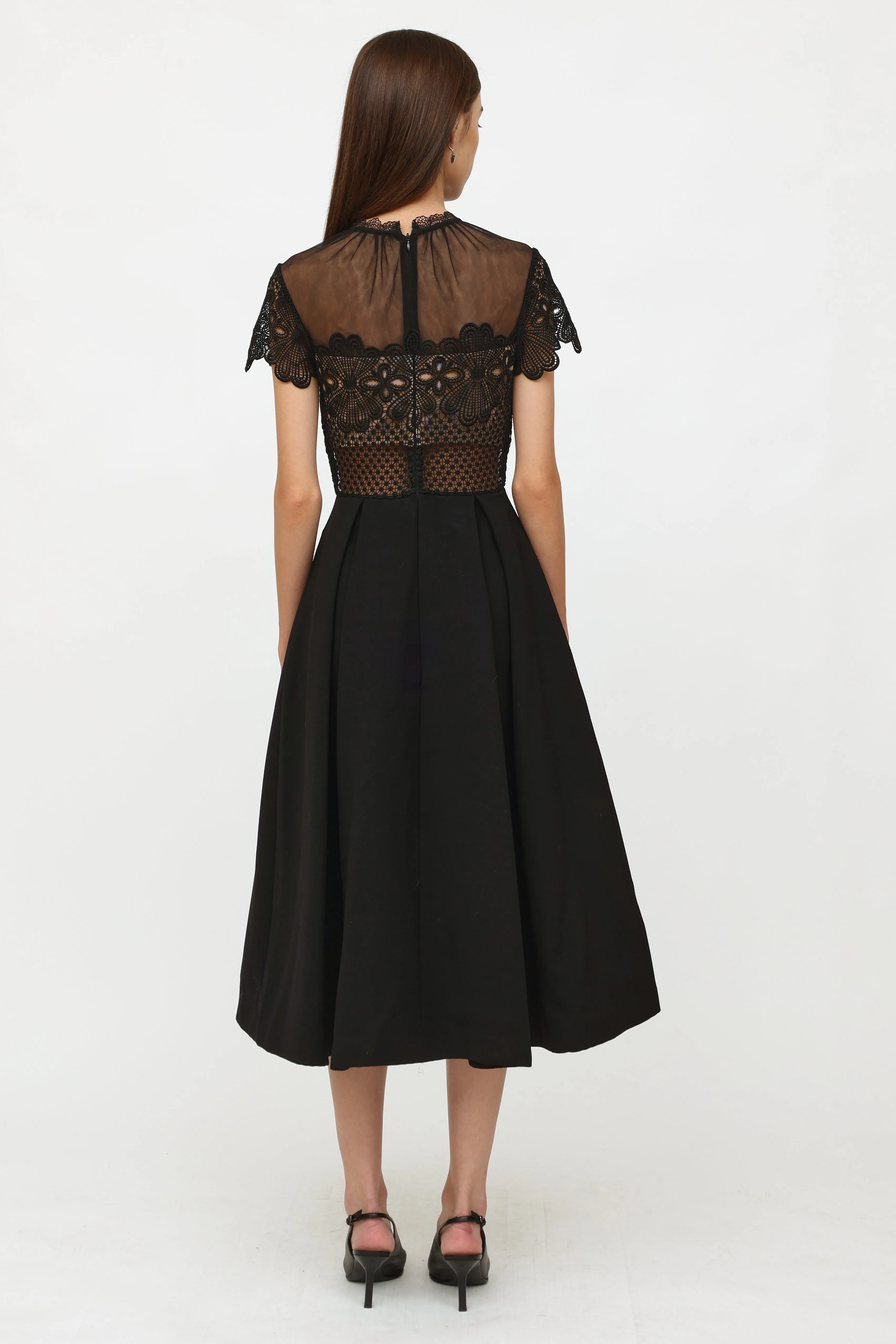 Black Mesh Short Sleeve Dress