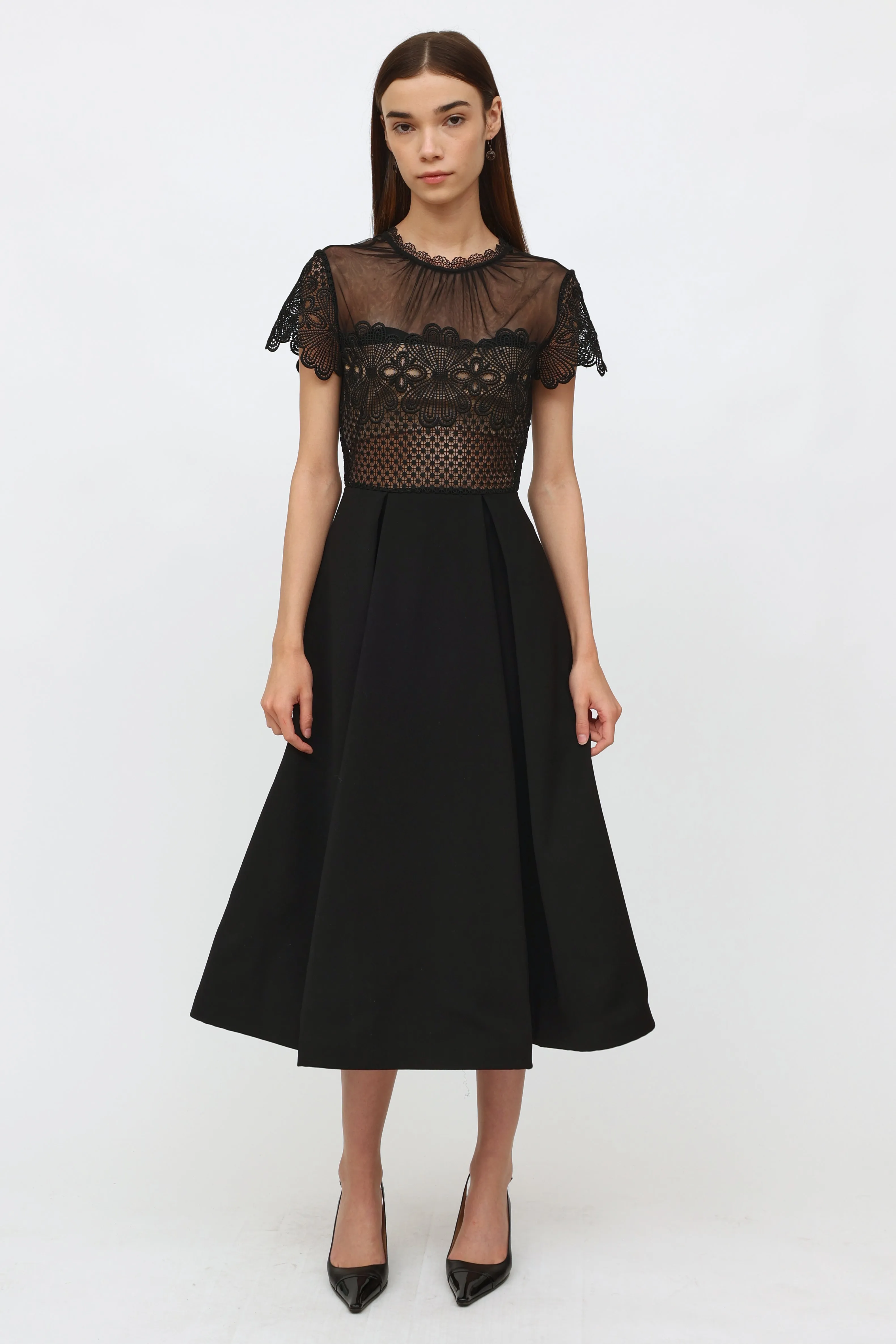 Black Mesh Short Sleeve Dress