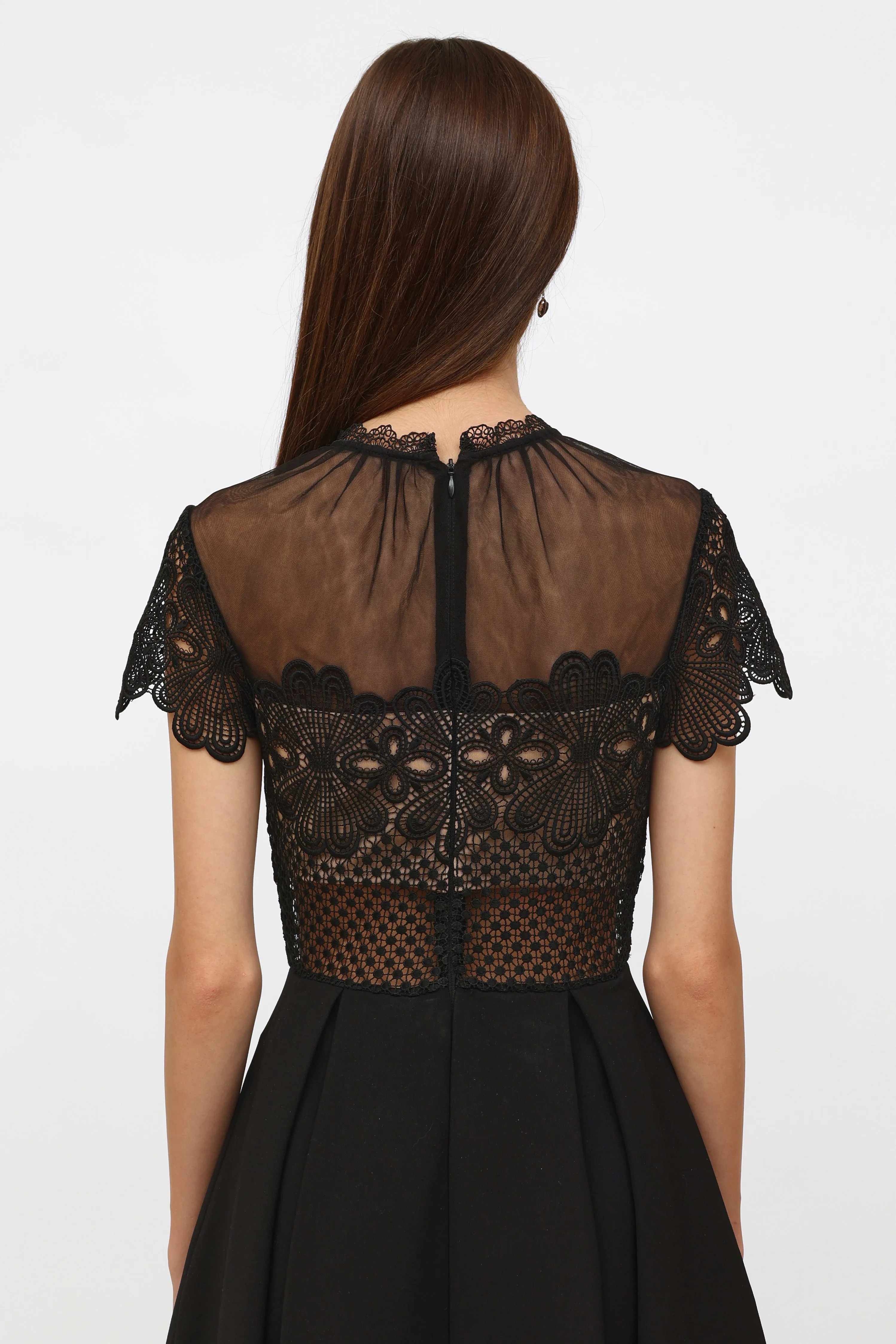 Black Mesh Short Sleeve Dress