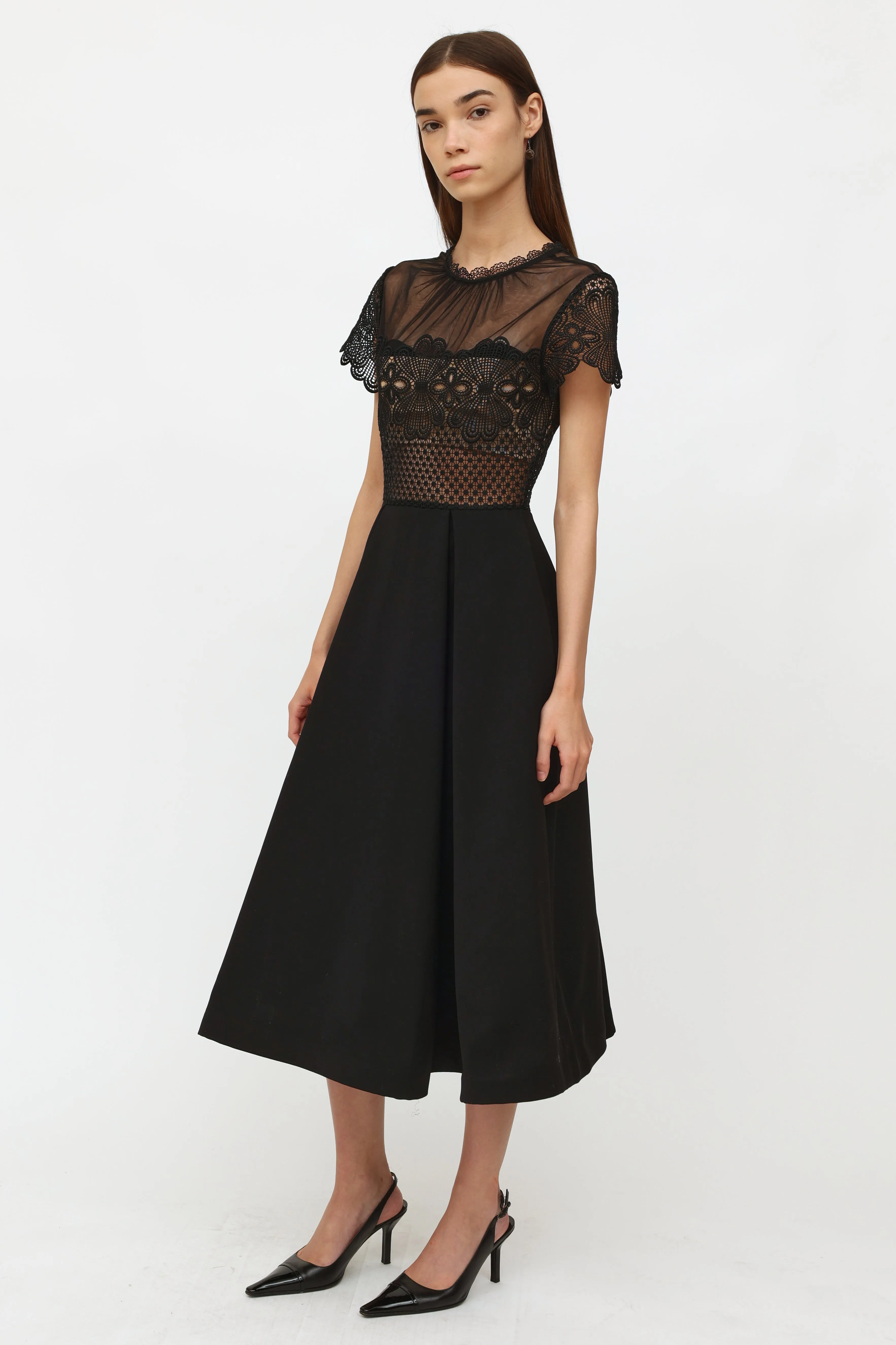 Black Mesh Short Sleeve Dress
