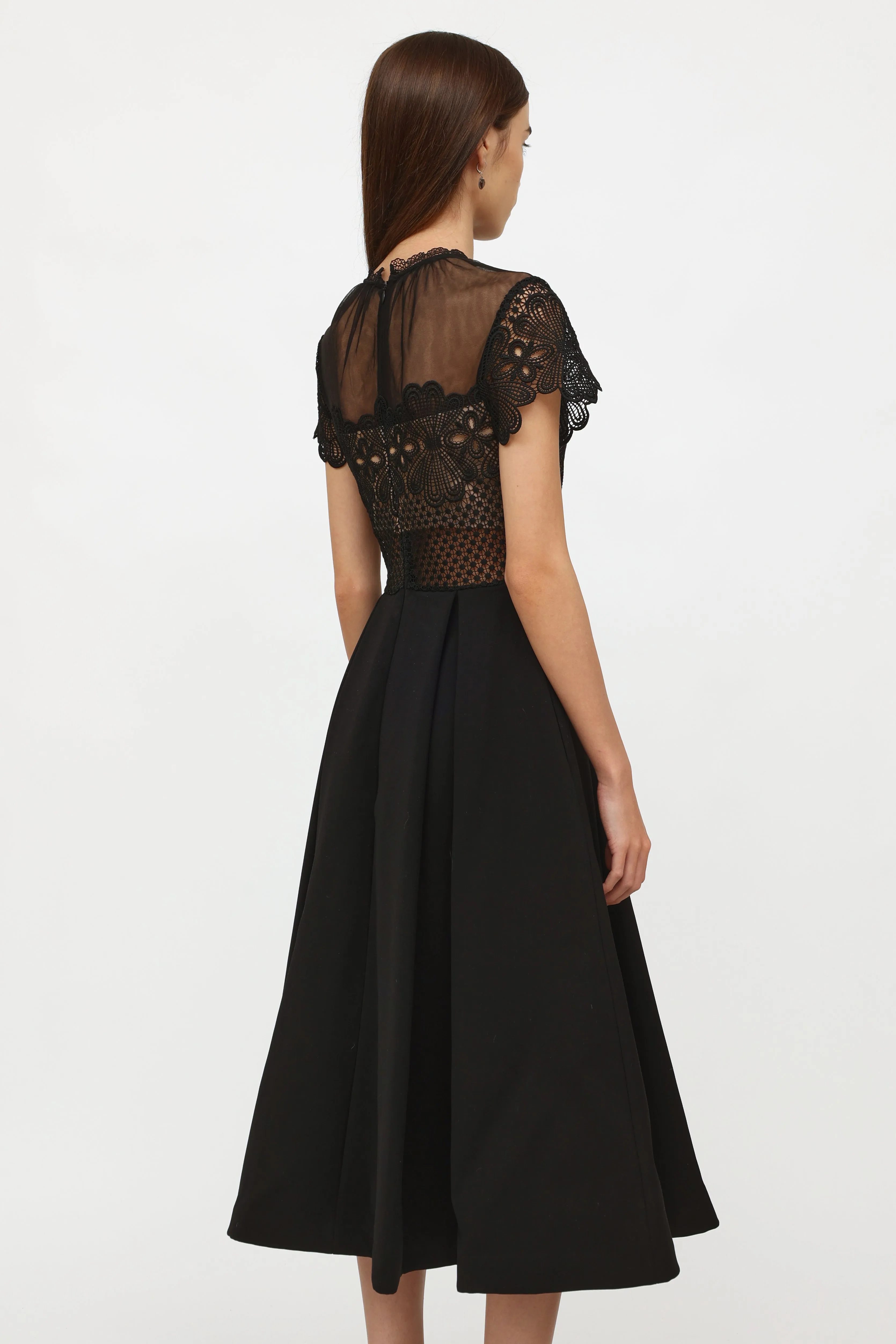 Black Mesh Short Sleeve Dress