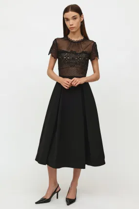 Black Mesh Short Sleeve Dress