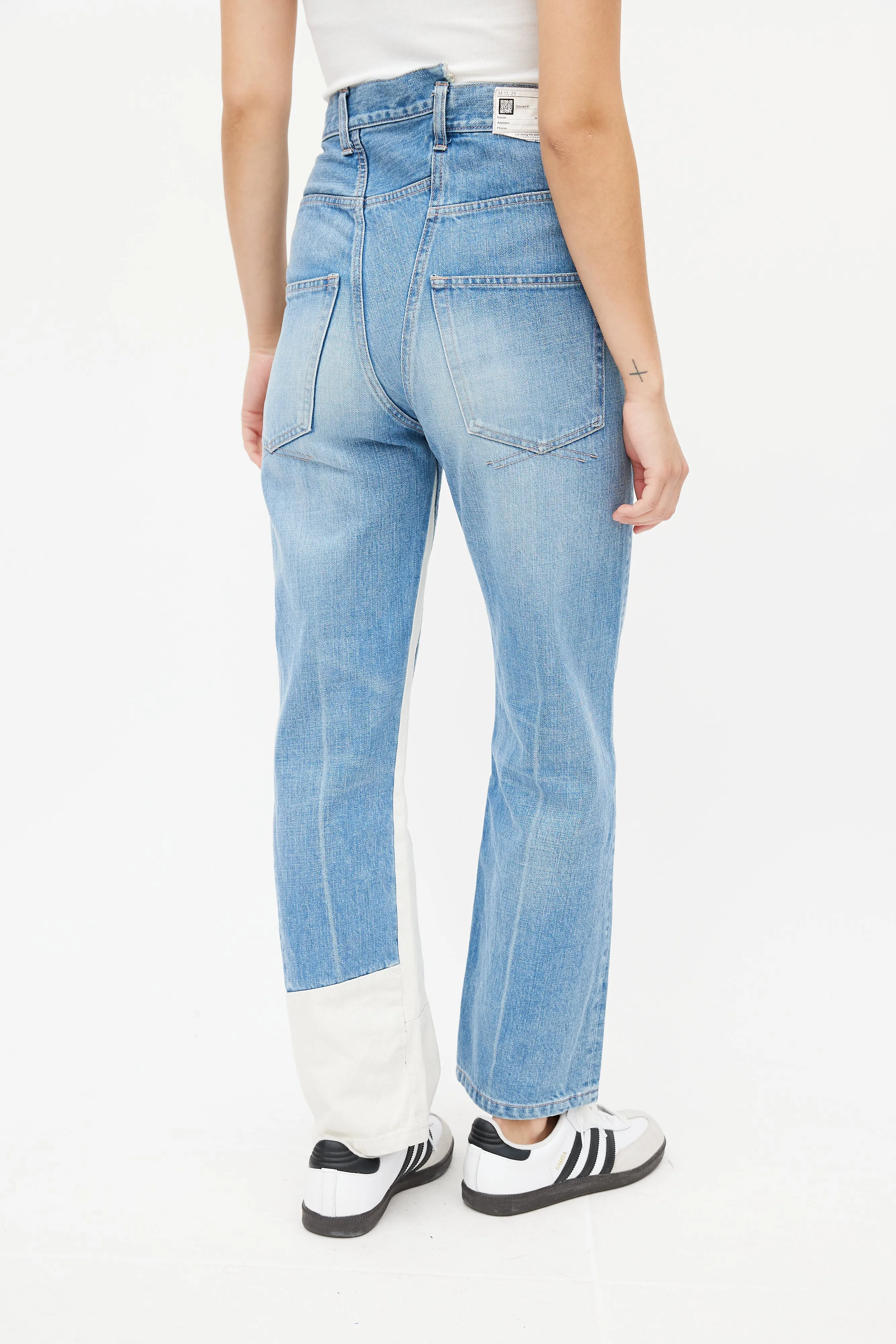 Blue & White Asymmetrical Denim Jeans