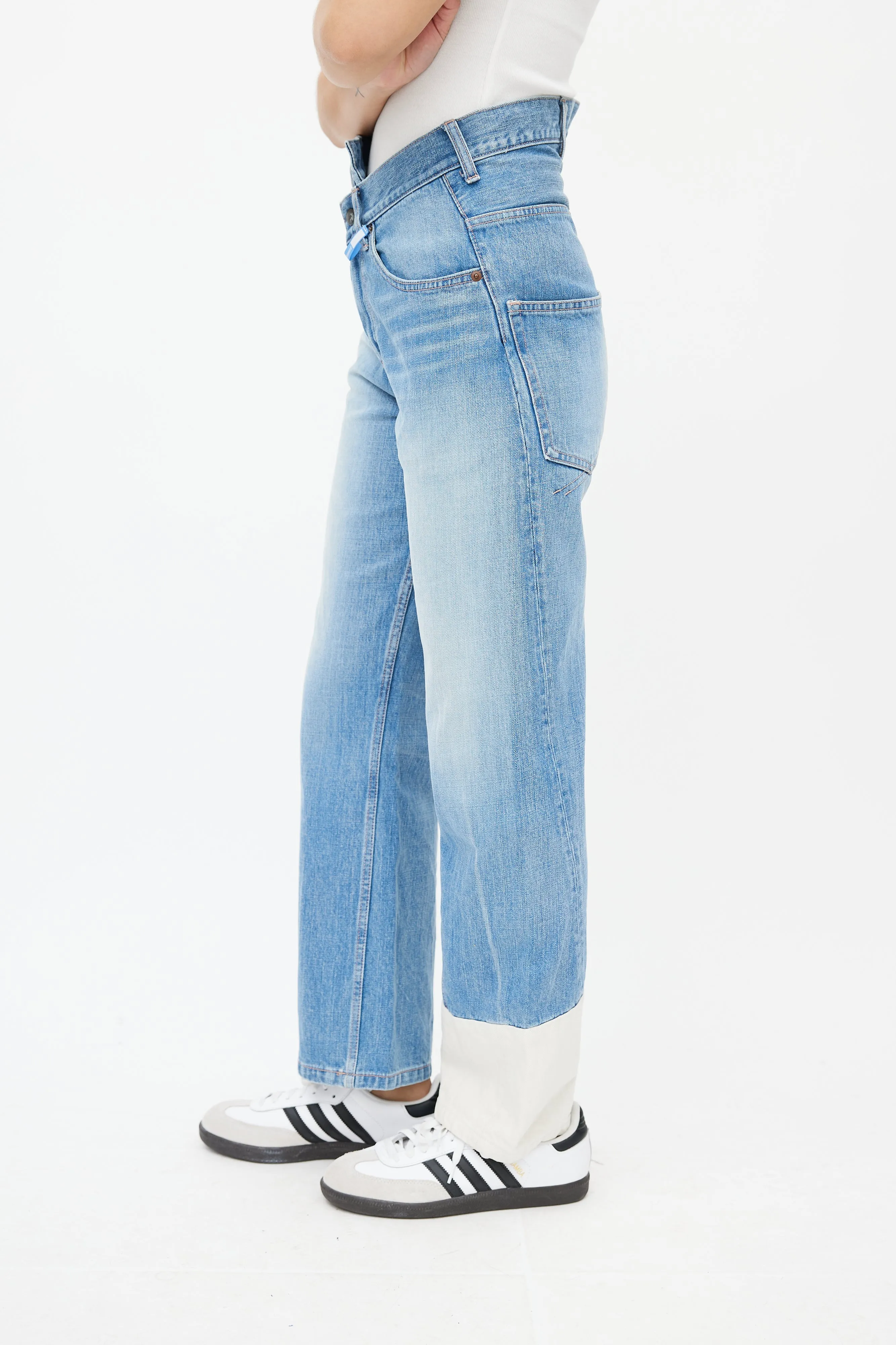 Blue & White Asymmetrical Denim Jeans