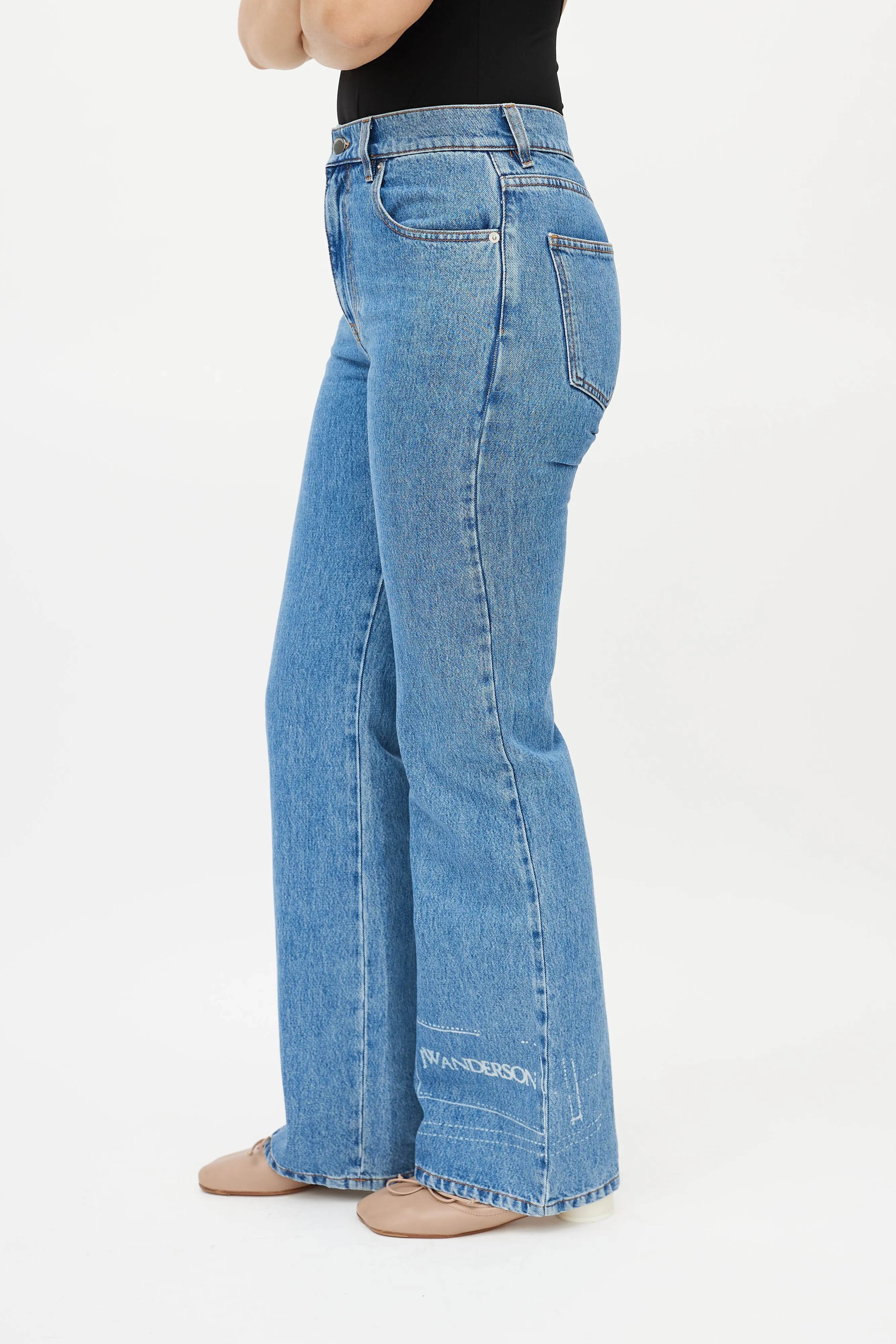Blue Denim Light Wash Five Pocket Jeans