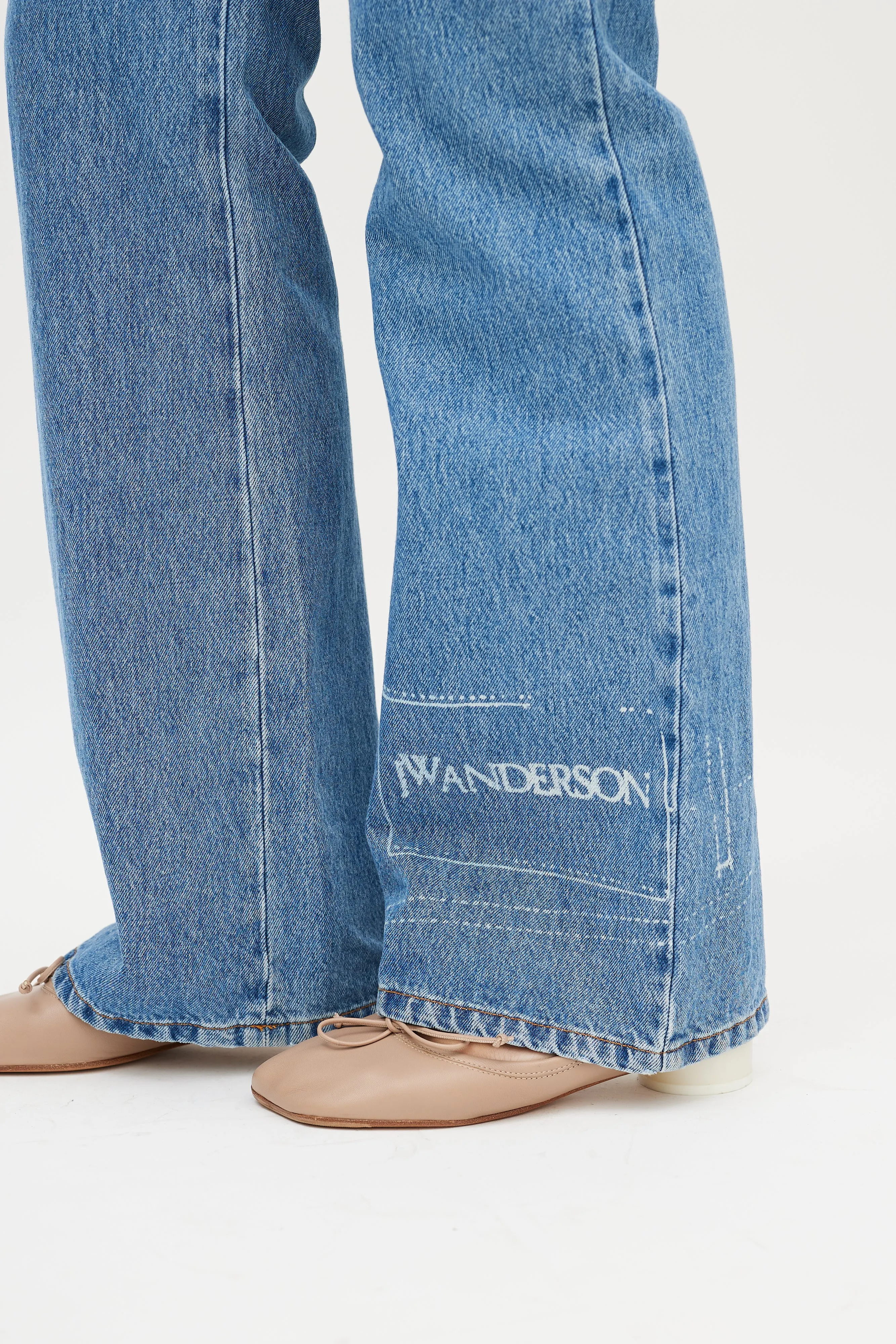 Blue Denim Light Wash Five Pocket Jeans