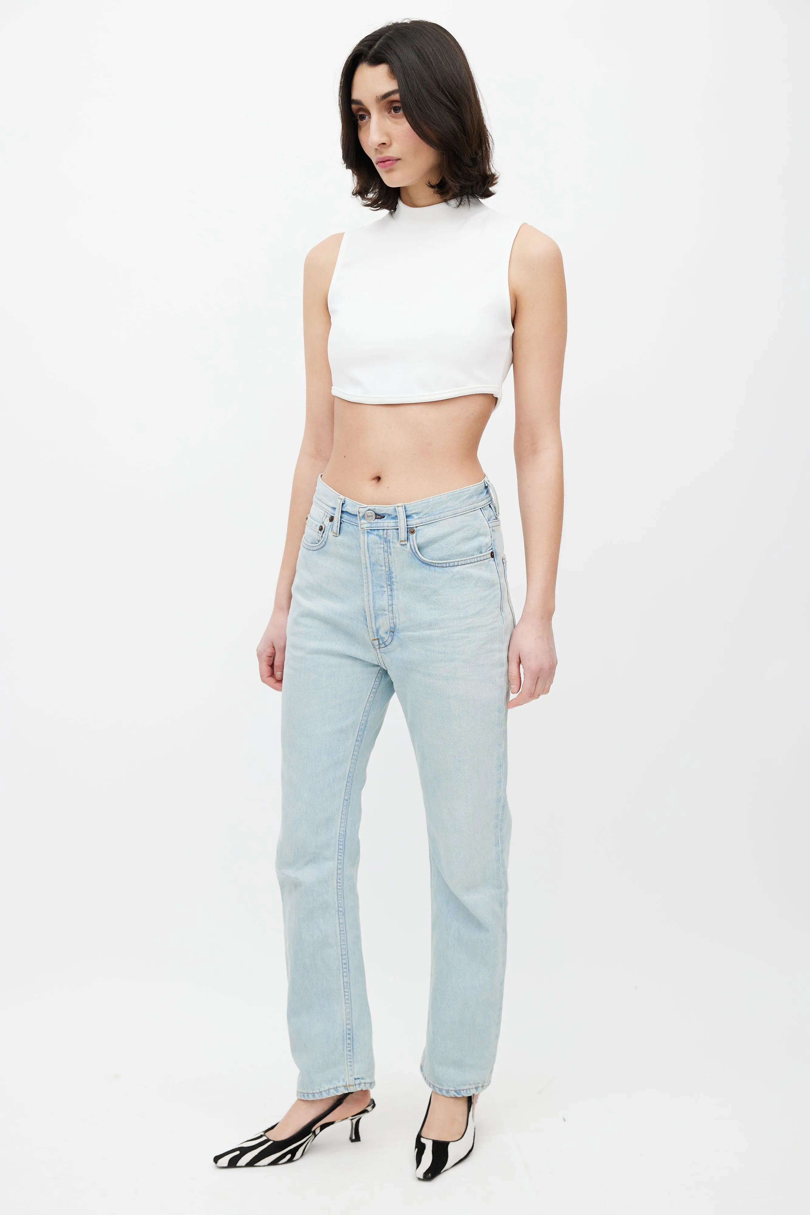 Blue Light Wash Straight Denim Jeans