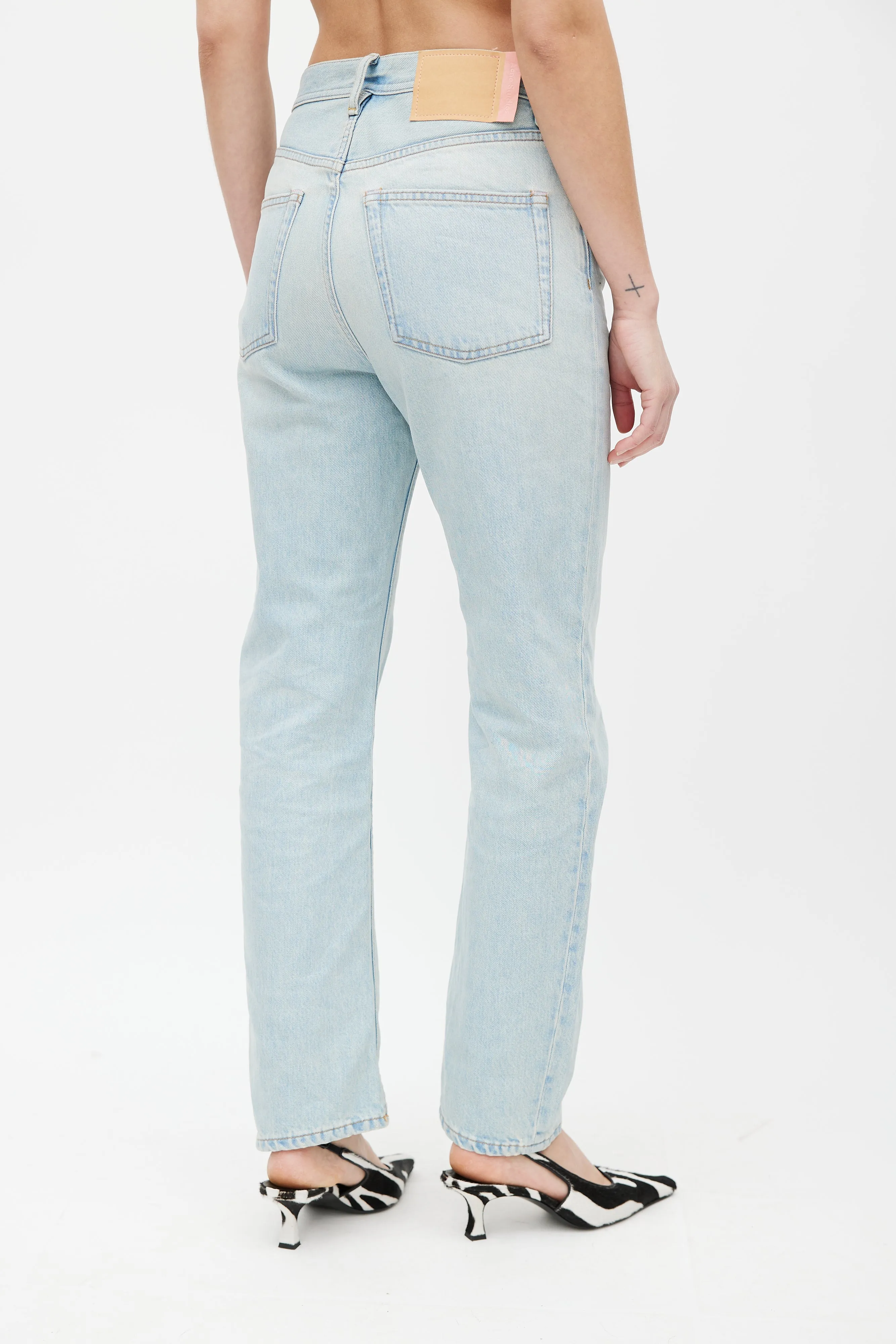 Blue Light Wash Straight Denim Jeans
