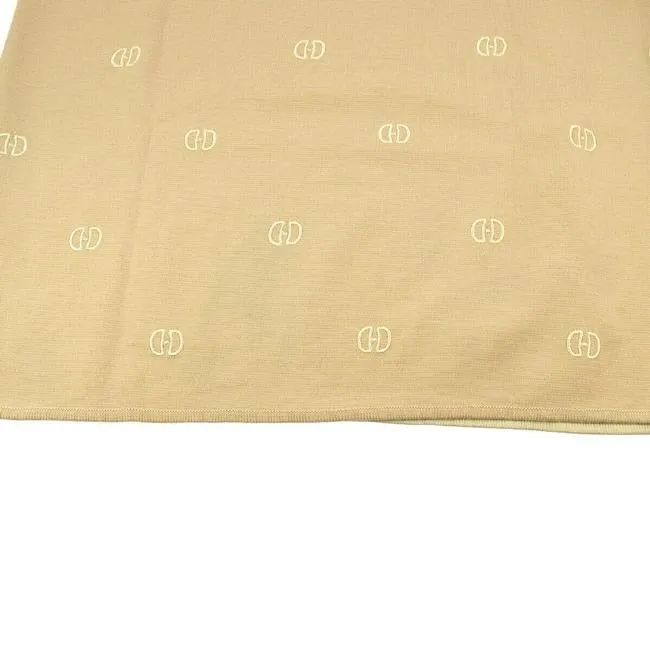 Celine Tan Wool Ivory Logo Print Mid Length Short Casual Dress