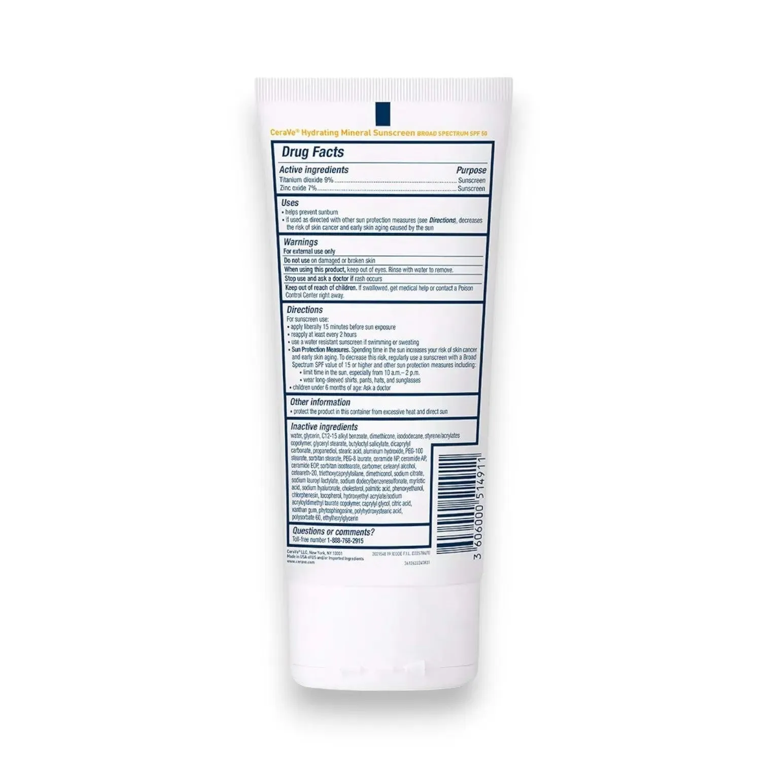 CeraVe Hydrating Mineral Sunscreen SPF50 150ml