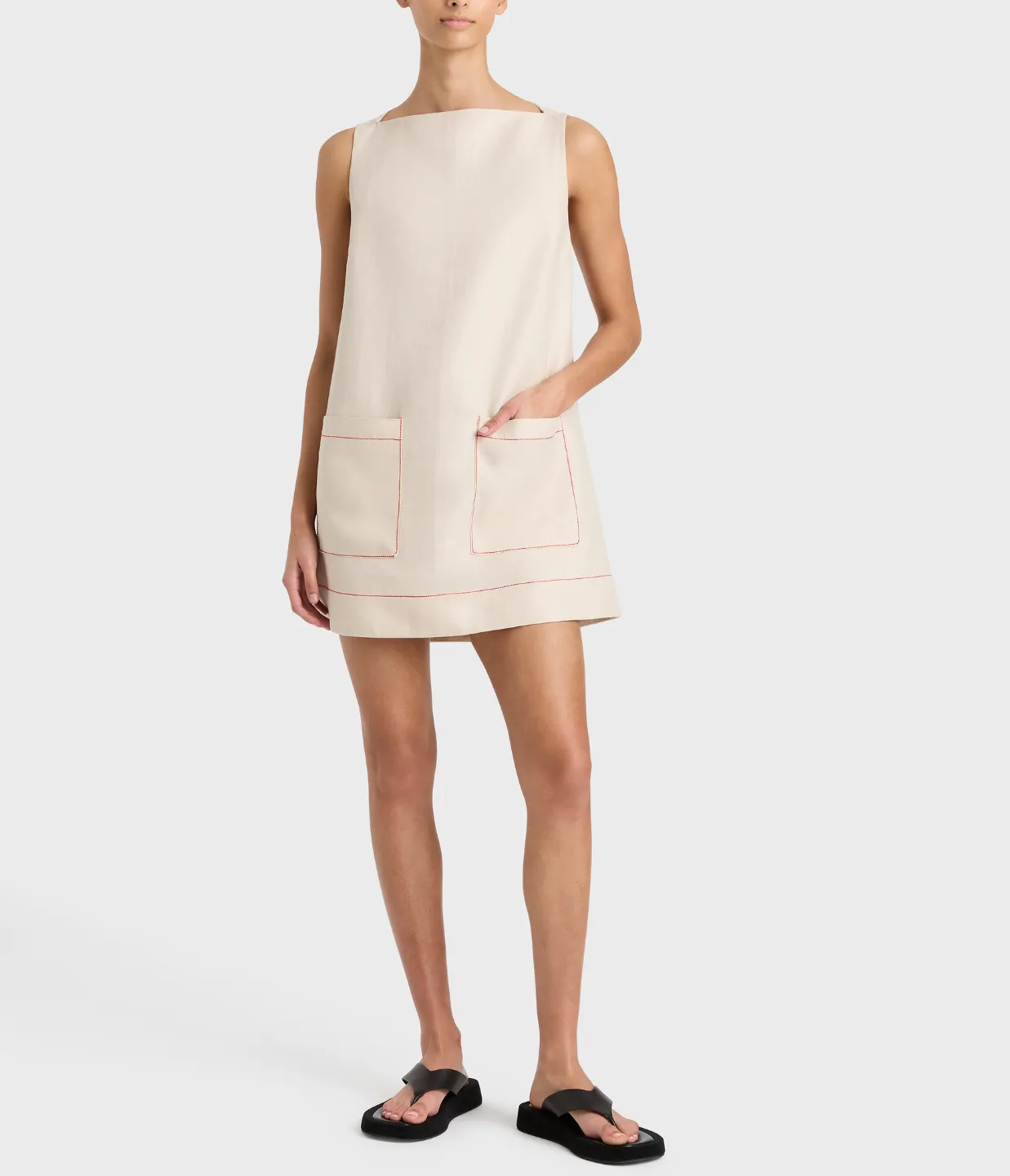 Delphi Boat Neck Mini Dress in Sand
