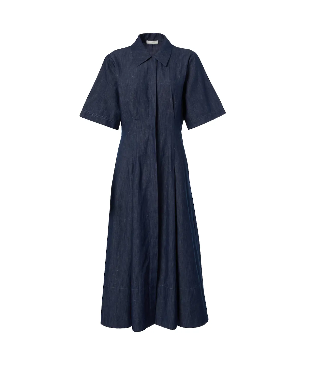 Denim Short Sleeve Shirt Dress in Deep Indigo