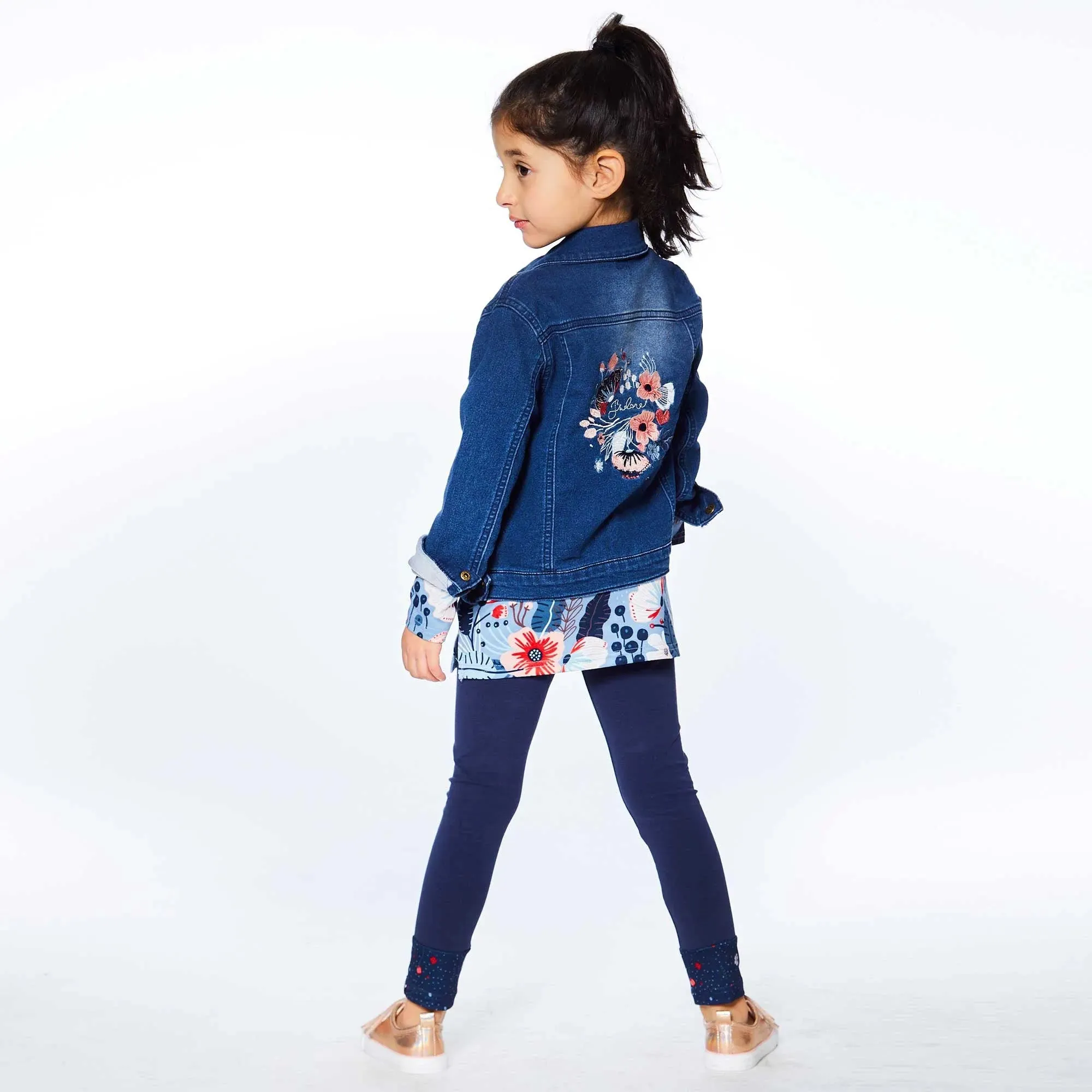 Deux Par Deux Girls Denim Jacket with Embroidery E20H50-123 Navy Denim *