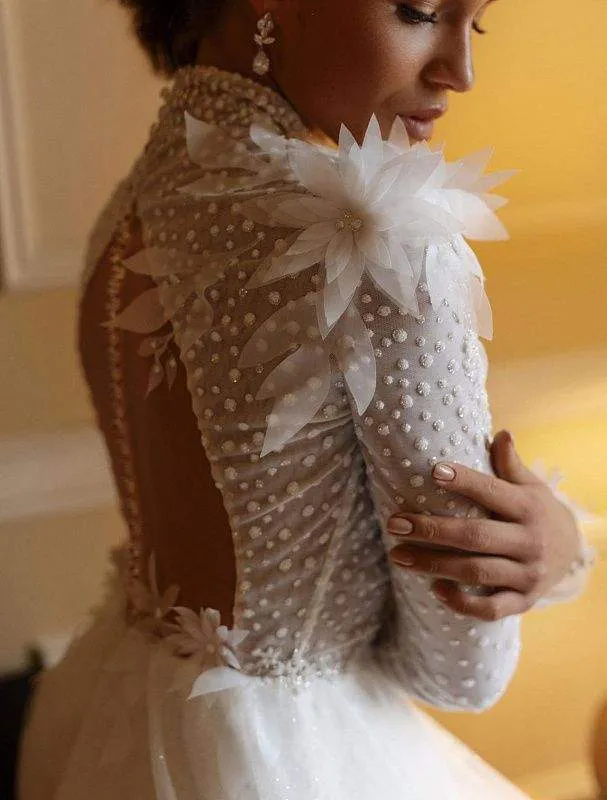 Double Ring White Wedding Dress