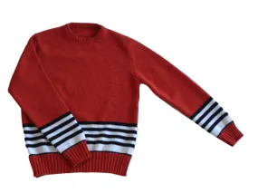 Hand Knitted Wool Sweater - Rust