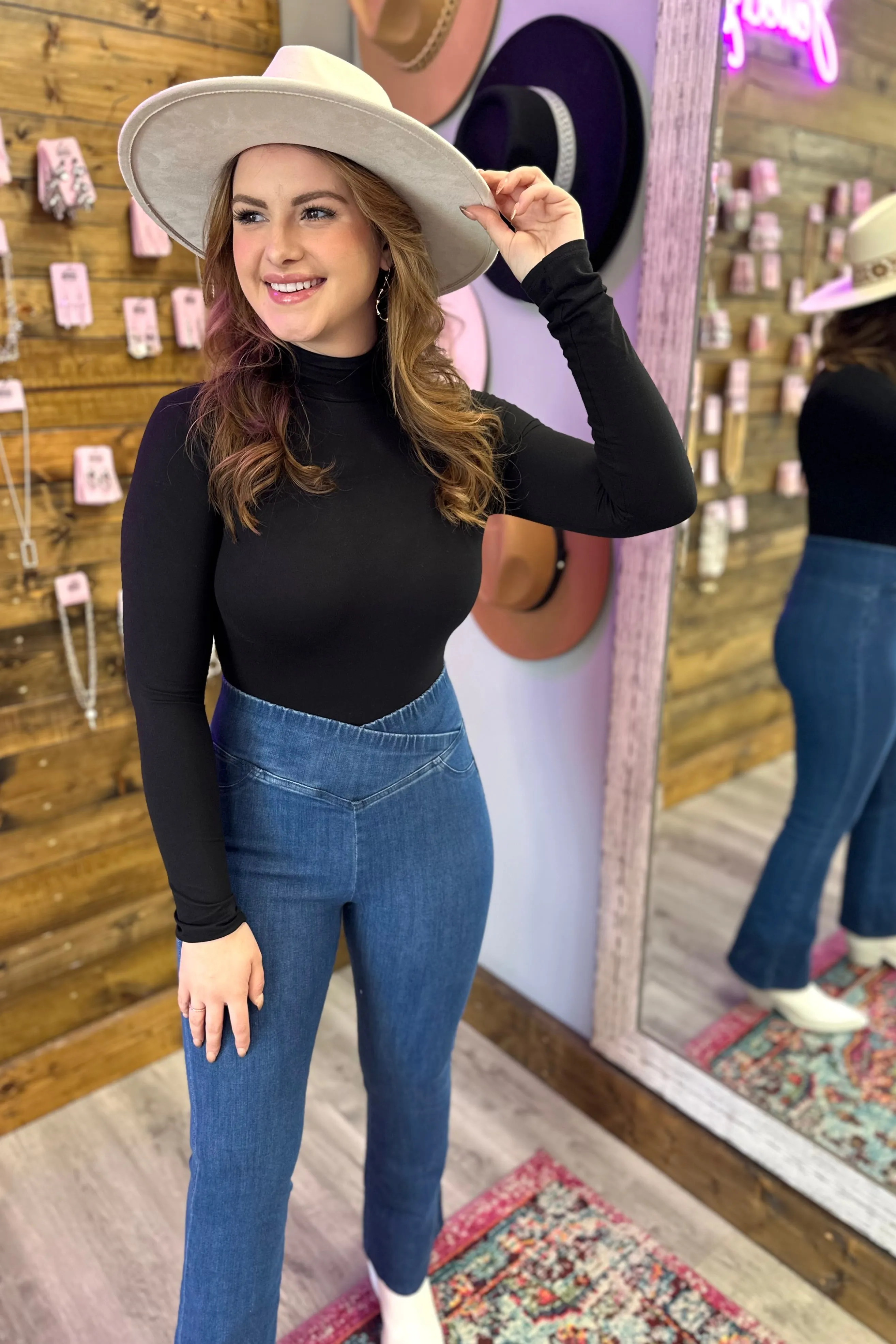Jade Mock Neck Long Sleeve Bodysuit - White