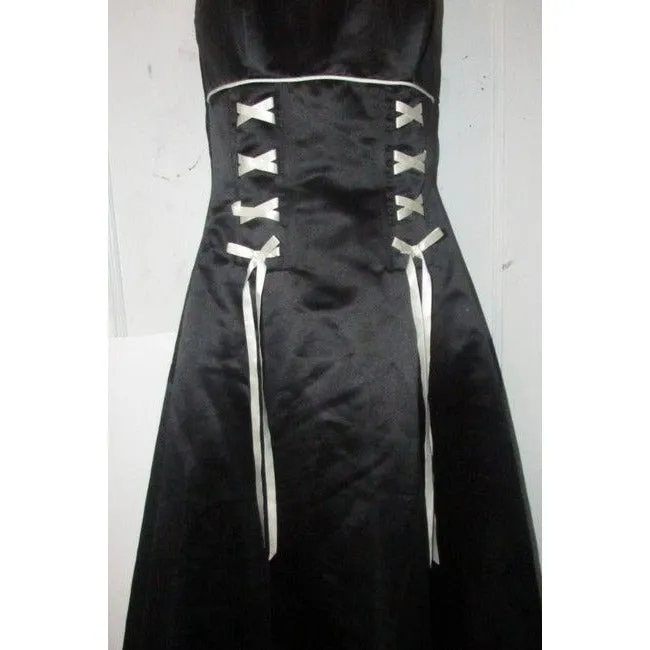 Jessica Mcclintock Black W White Ribbon Gunne Sax By Retro Mid Length Formal Dress