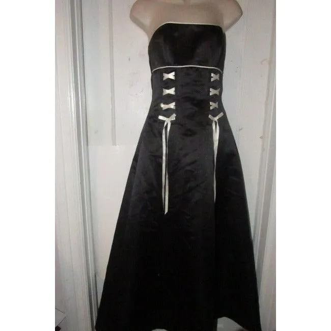 Jessica Mcclintock Black W White Ribbon Gunne Sax By Retro Mid Length Formal Dress