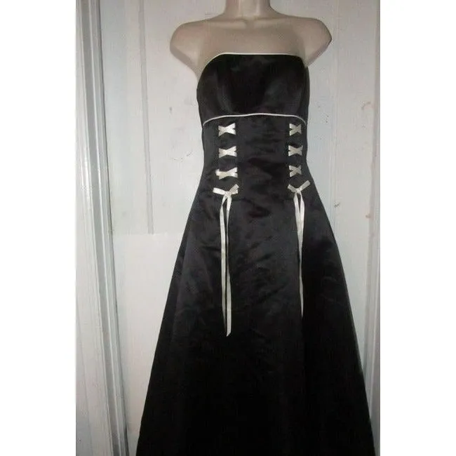 Jessica Mcclintock Black W White Ribbon Gunne Sax By Retro Mid Length Formal Dress