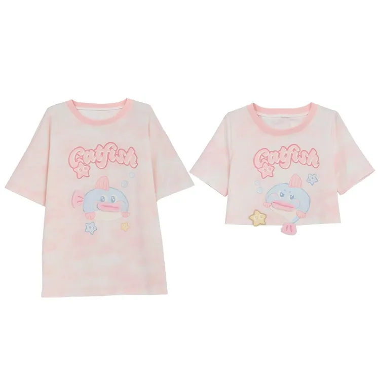 Kawaii Pink Fat Fish T-shirt