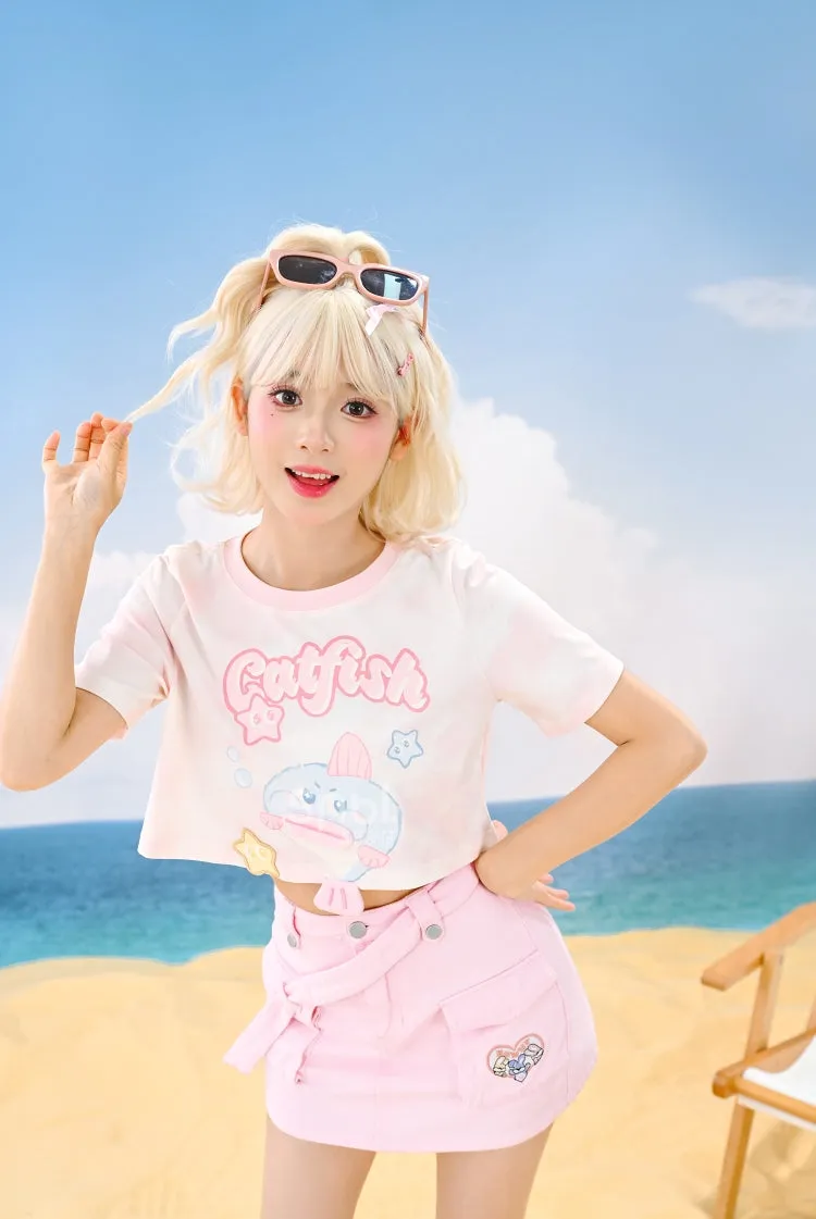 Kawaii Pink Fat Fish T-shirt