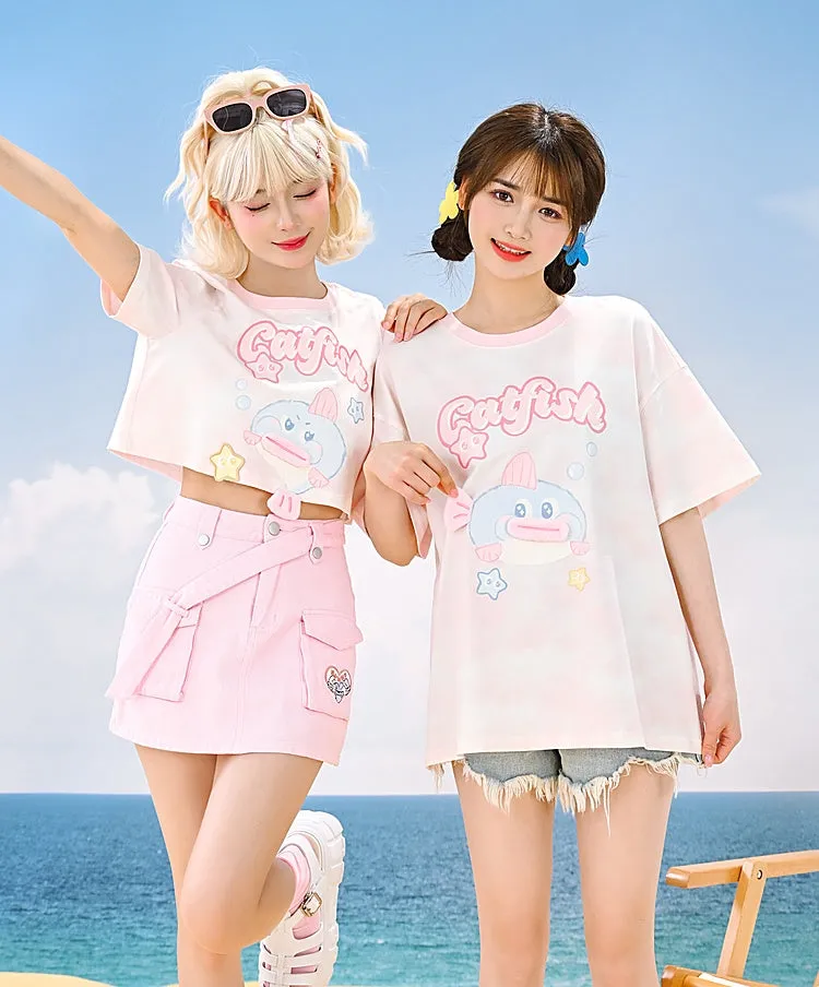 Kawaii Pink Fat Fish T-shirt