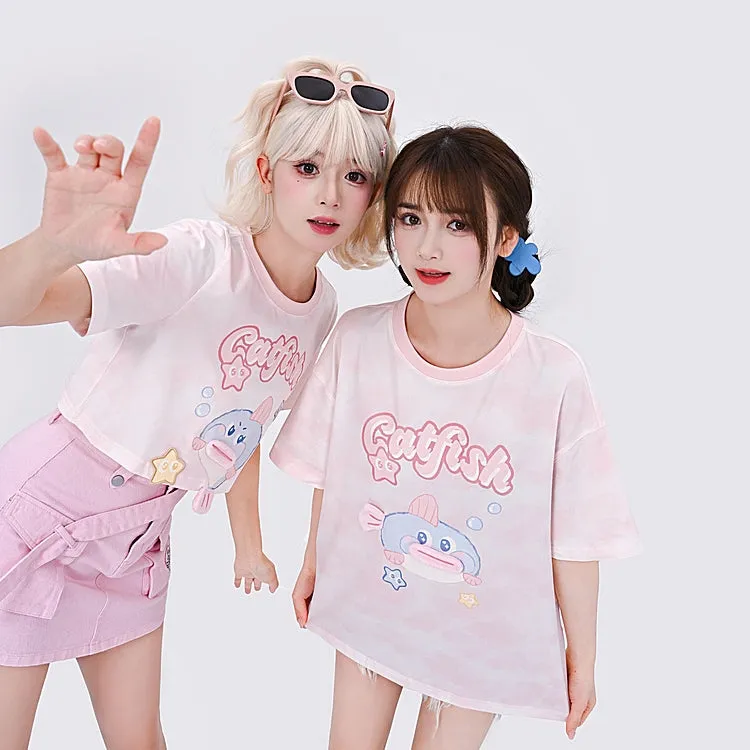 Kawaii Pink Fat Fish T-shirt