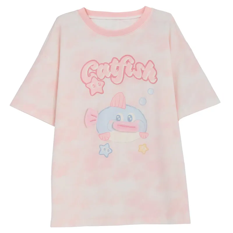 Kawaii Pink Fat Fish T-shirt