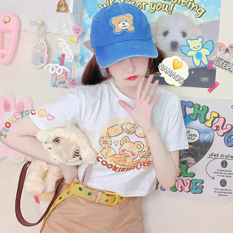 Kawaii Soft Girl Style Japanese Cartoon Print T-shirt