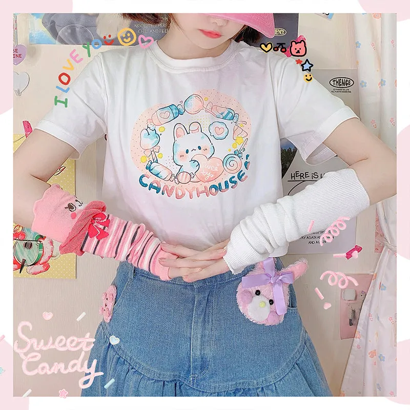 Kawaii Soft Girl Style Japanese Cartoon Print T-shirt