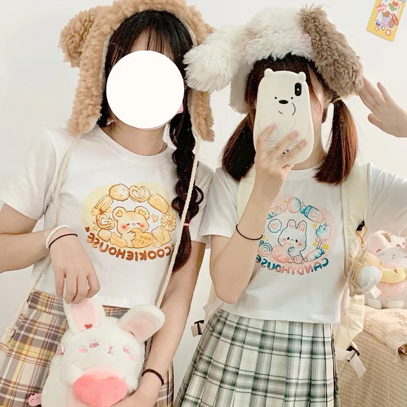 Kawaii Soft Girl Style Japanese Cartoon Print T-shirt