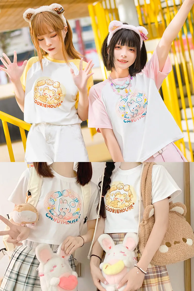 Kawaii Soft Girl Style Japanese Cartoon Print T-shirt