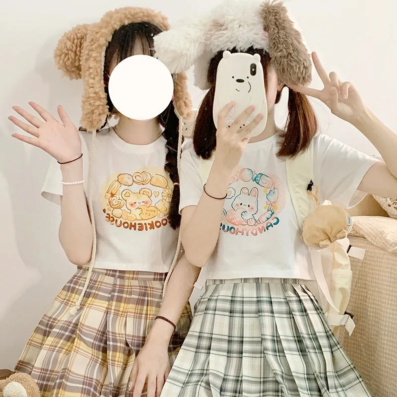 Kawaii Soft Girl Style Japanese Cartoon Print T-shirt
