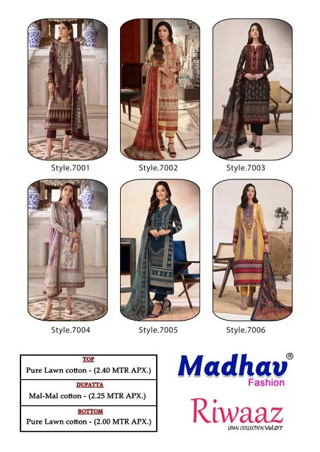 Madhav Riwaaz Vol 7 Series 7001 to 7006 Latest Patiyala Salwar Kameez (390x06)