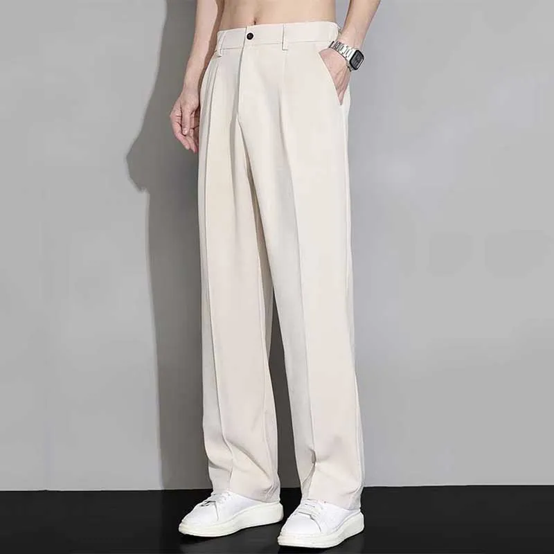 Men's Loose Straight Wide Leg Casual Ice Silk Trousers
