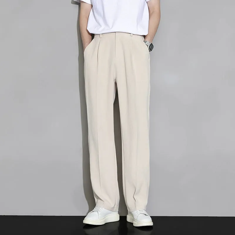 Men's Loose Straight Wide Leg Casual Ice Silk Trousers