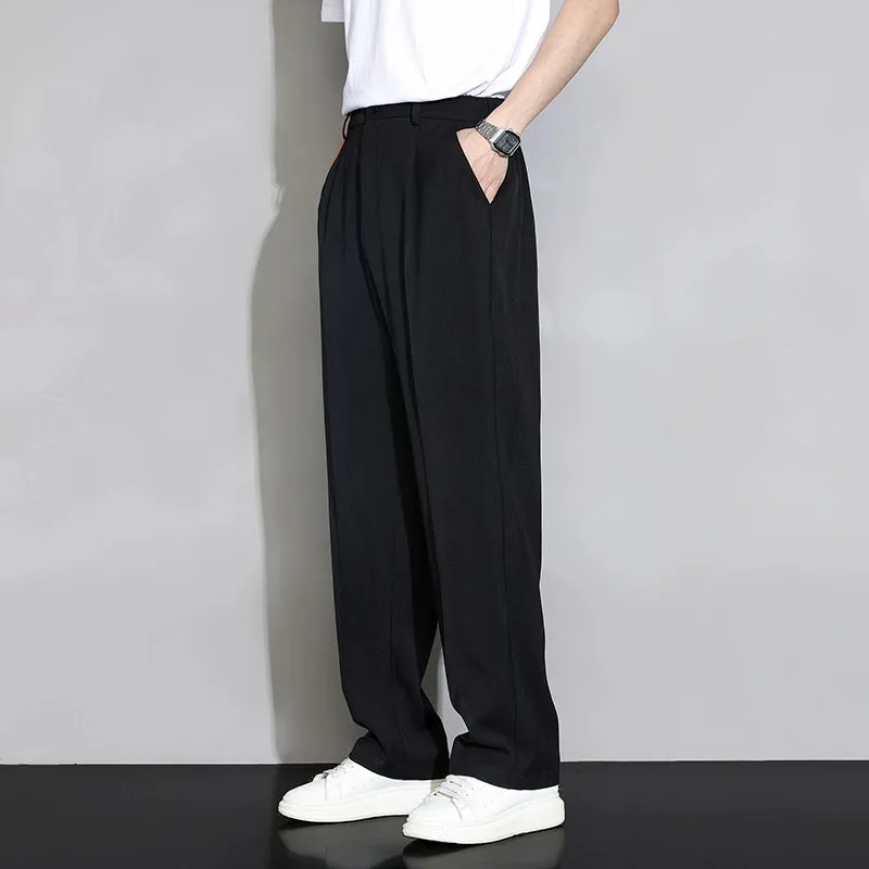 Men's Loose Straight Wide Leg Casual Ice Silk Trousers
