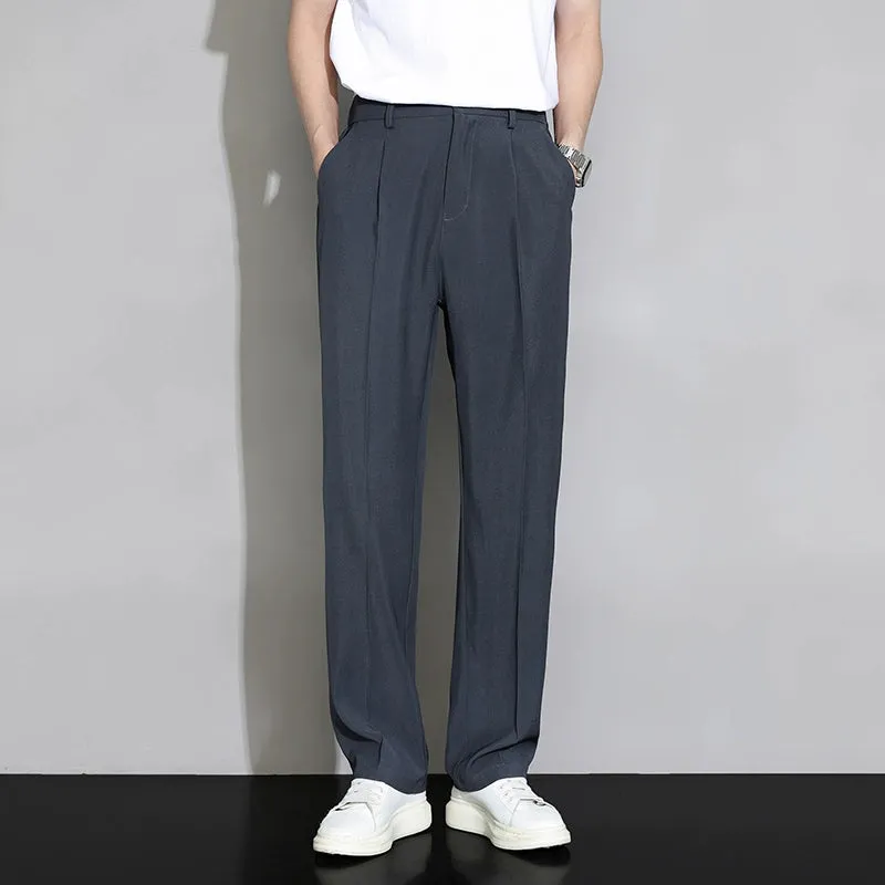 Men's Loose Straight Wide Leg Casual Ice Silk Trousers