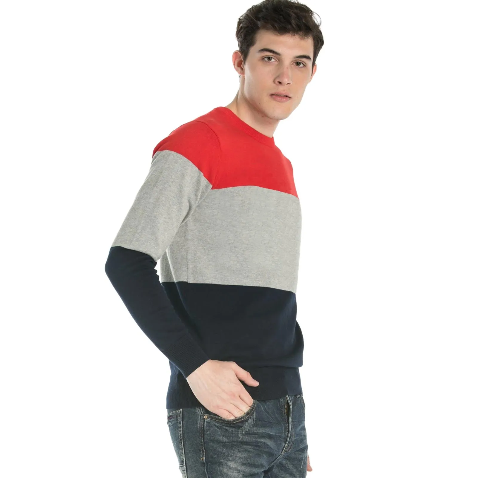 Mens pullover Stripe Sweater Tiger Embroidery