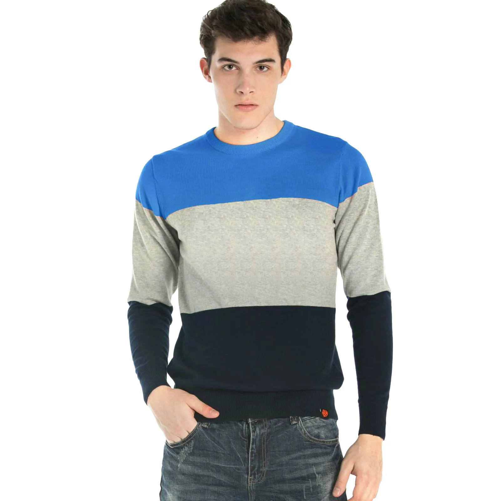 Mens pullover Stripe Sweater Tiger Embroidery
