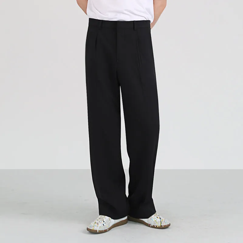 Men's Trousers Summer Loose Casual Trousers Straight-leg Drape Ice Silk Wide-leg Pants