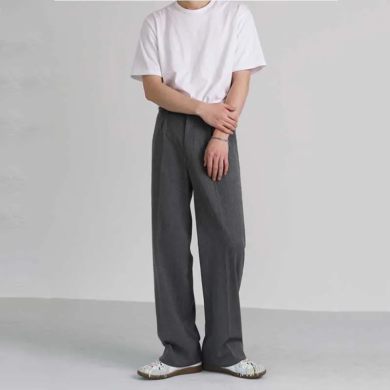 Men's Trousers Summer Loose Casual Trousers Straight-leg Drape Ice Silk Wide-leg Pants