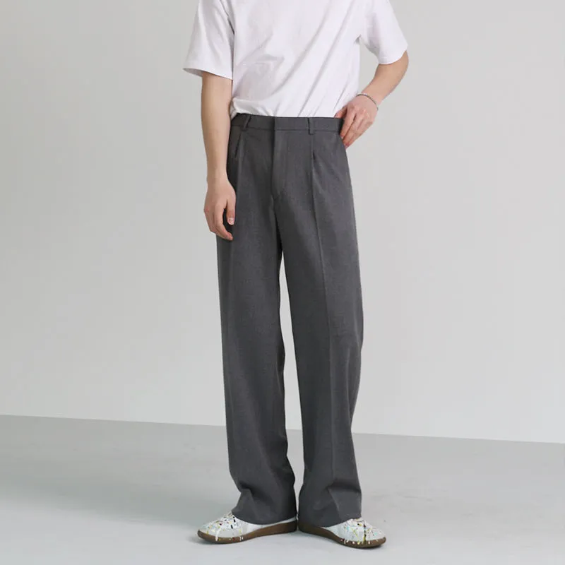 Men's Trousers Summer Loose Casual Trousers Straight-leg Drape Ice Silk Wide-leg Pants